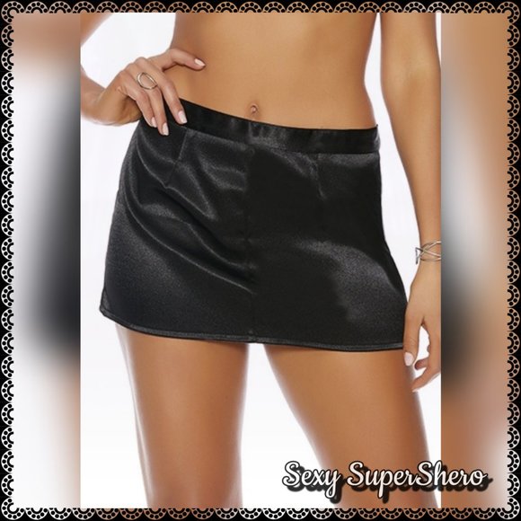 Sexy SuperShero Dresses & Skirts - 🆕🖤"Serene" Satin Mini Skirt with hidden back zipper and snap closure.